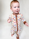 Varsity Football Flags Long Sleeve Zip PJs