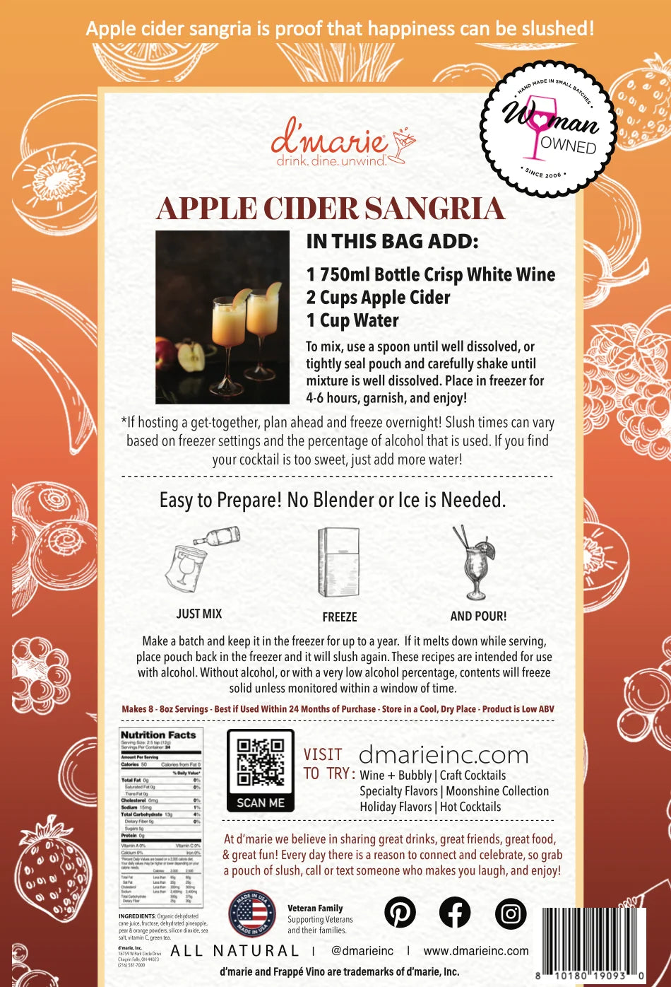 Apple Cider Sangria Craft Cocktail Slush Mix
