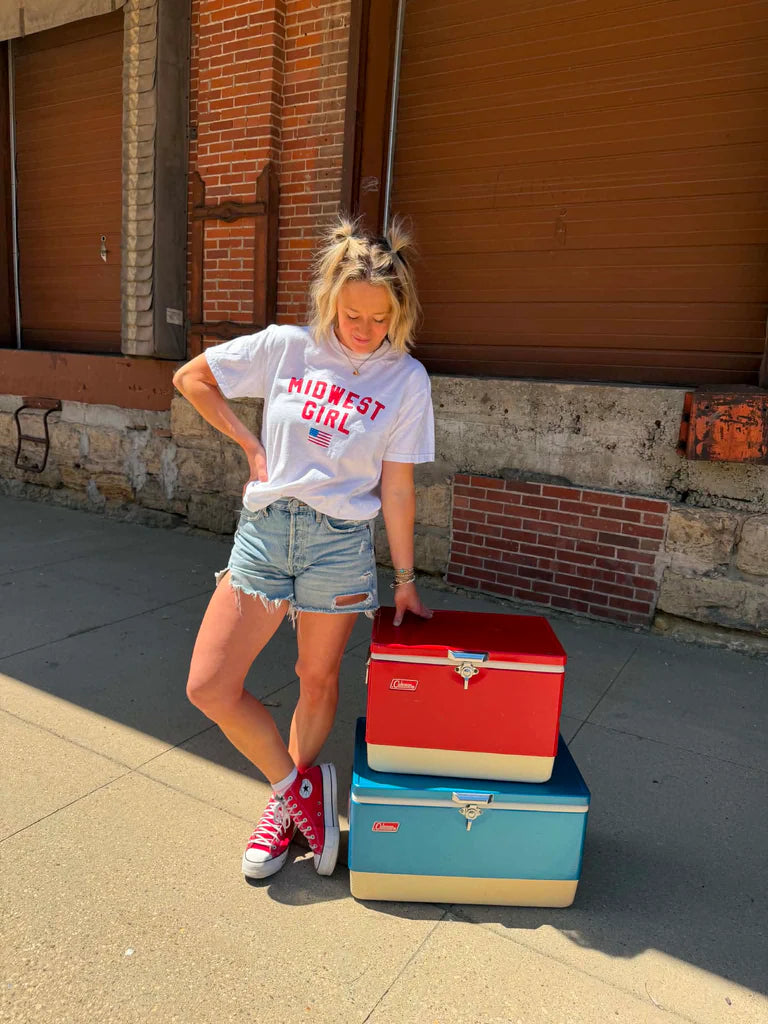 Midwest Girl Flag Tee-White