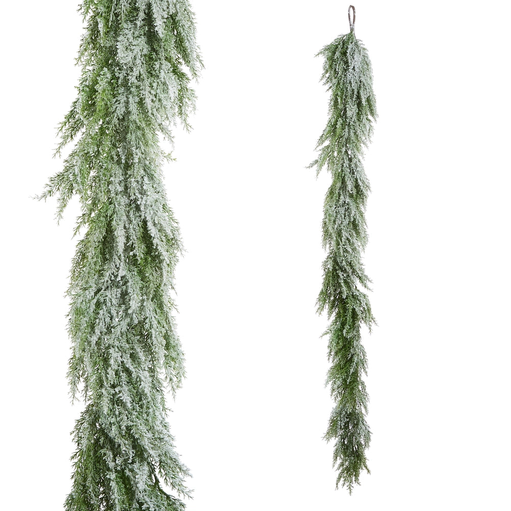 6' Glittered Cedar Garland