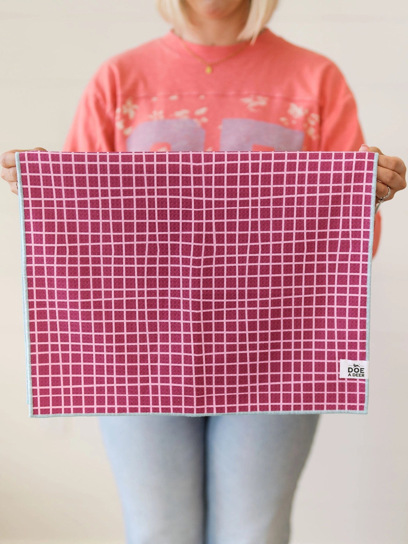 Purple Grid Waffle Towel