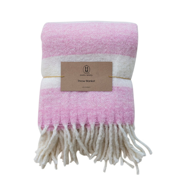 Pink & Natural Stripe Throw