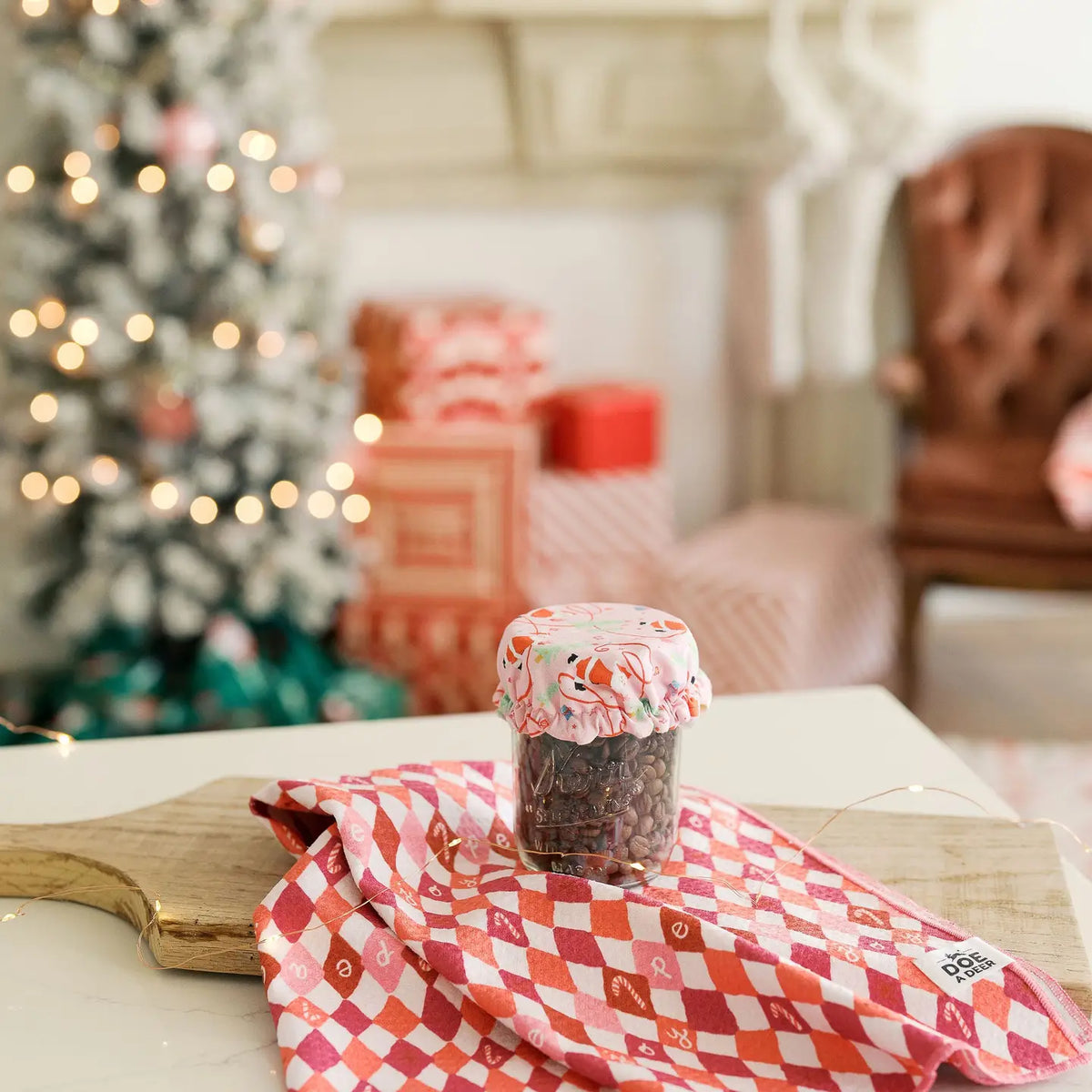 Holly Jolly Santa 3.25" Jar Cover