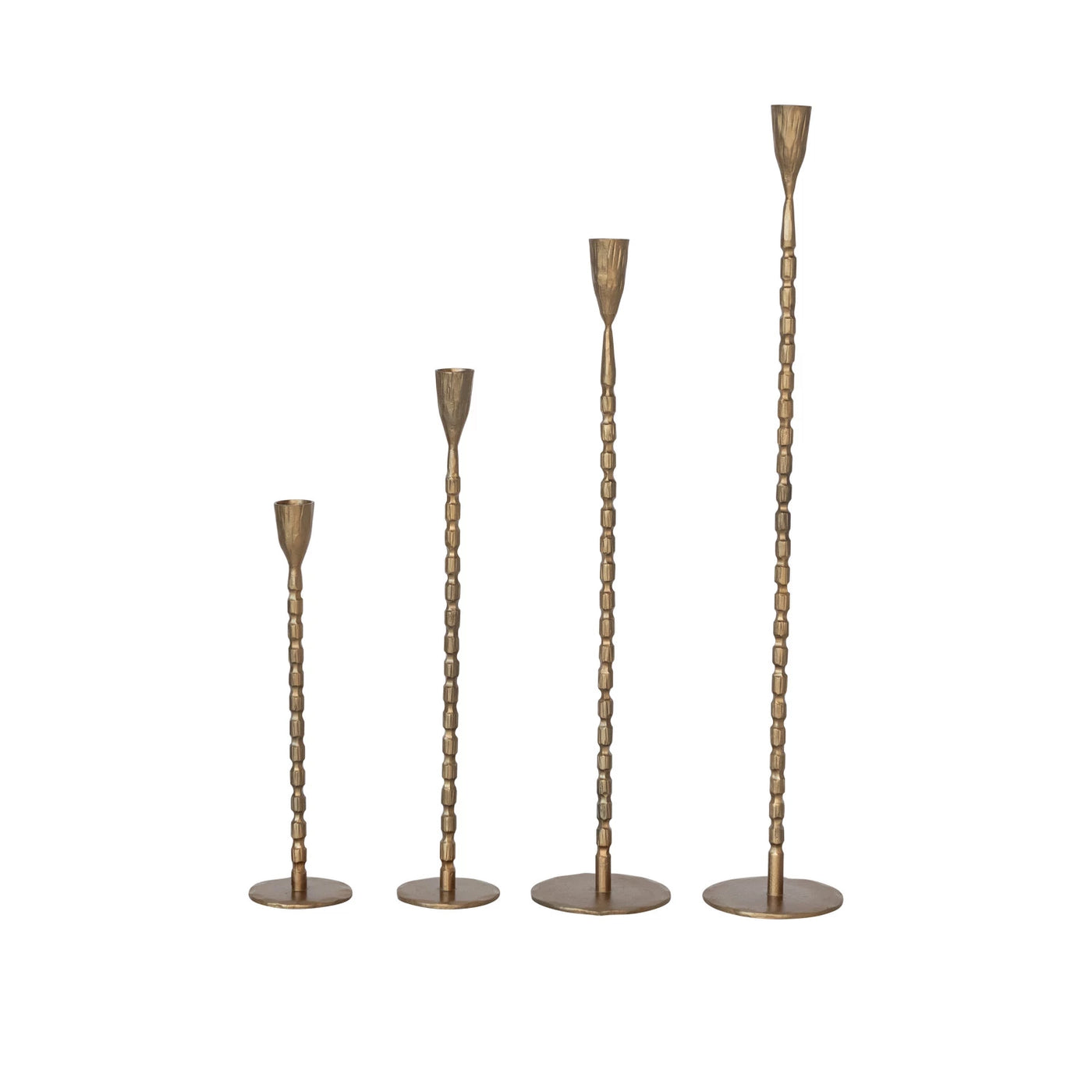 Hand-Forged Cast Iron Taper Holders | Brass Finish