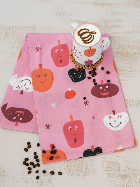Doe A Deer Design Happy Pumpkin Full Pattern Flour Sack Towel