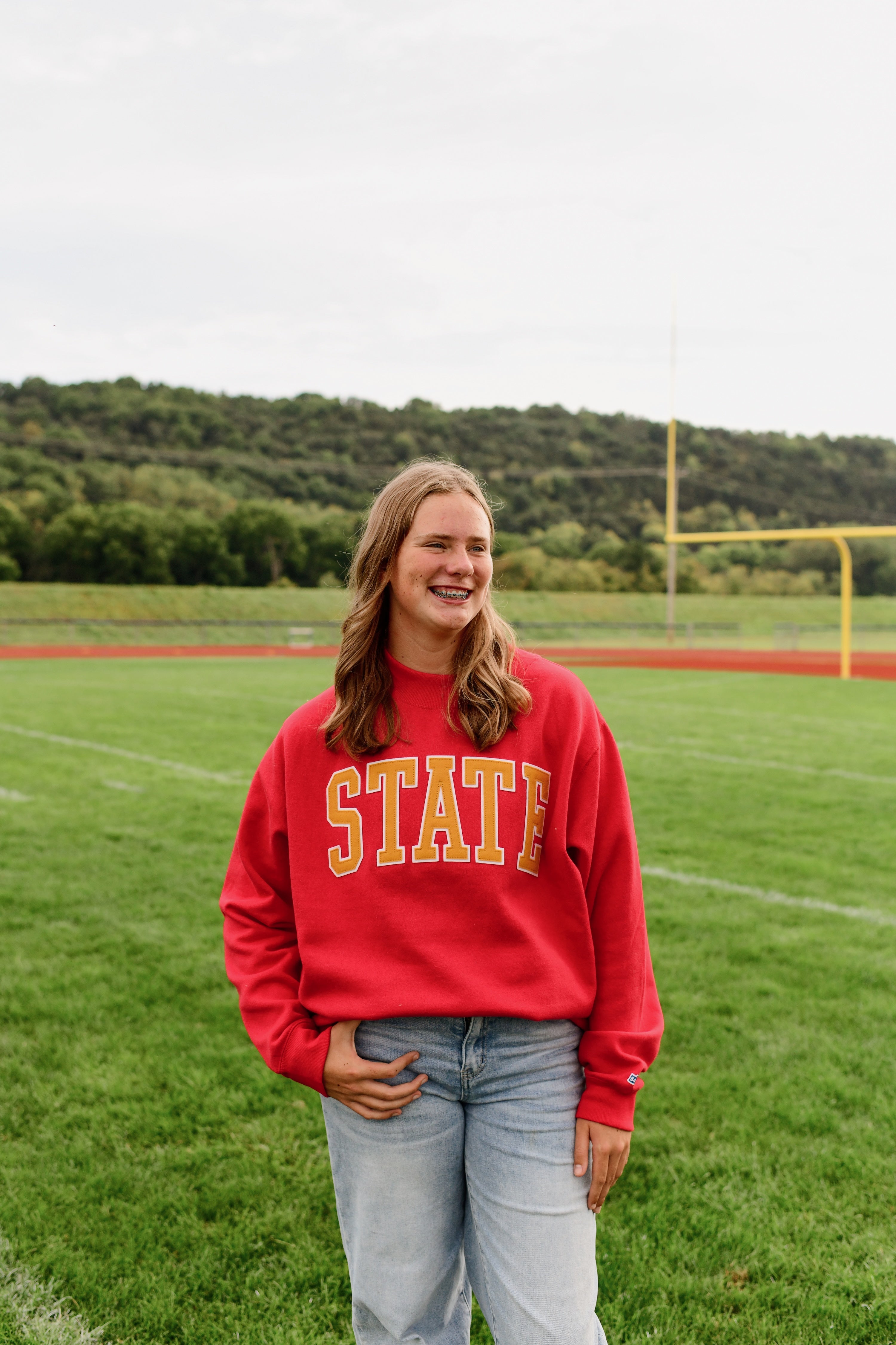 State Mock Neck-Cardinal Red
