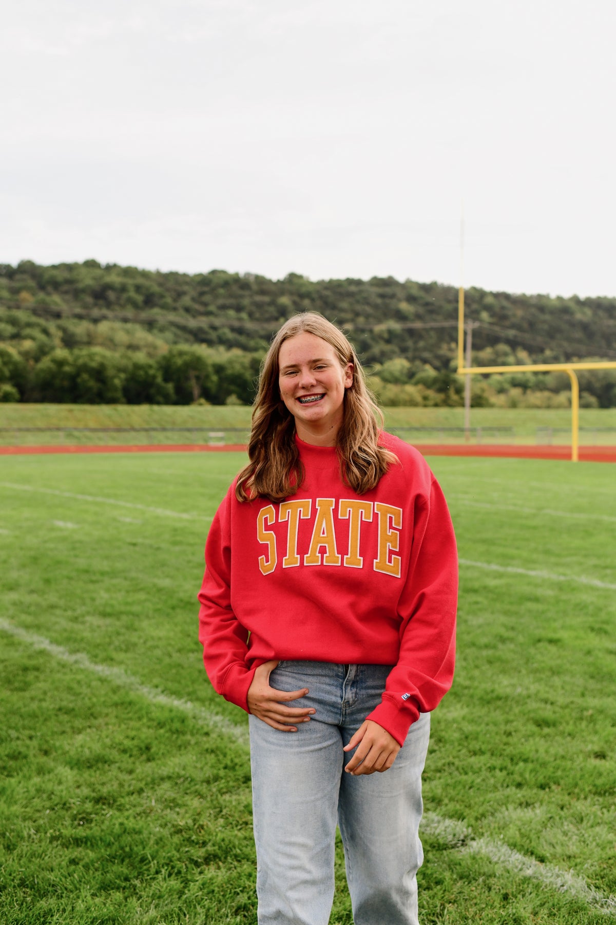 State Mock Neck-Cardinal Red