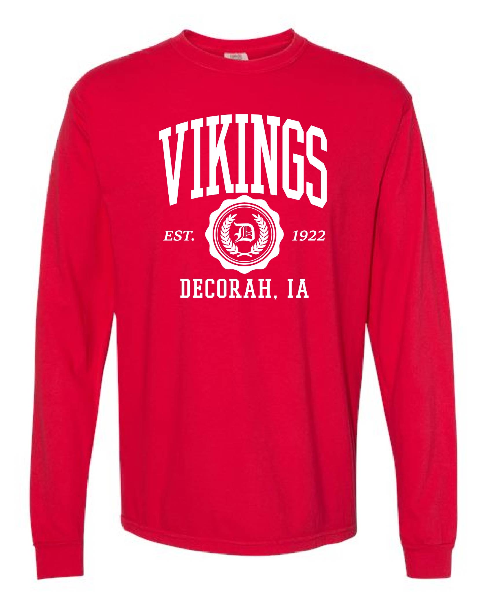 Decorah Vikings Classic Long Sleeve Tee-Red