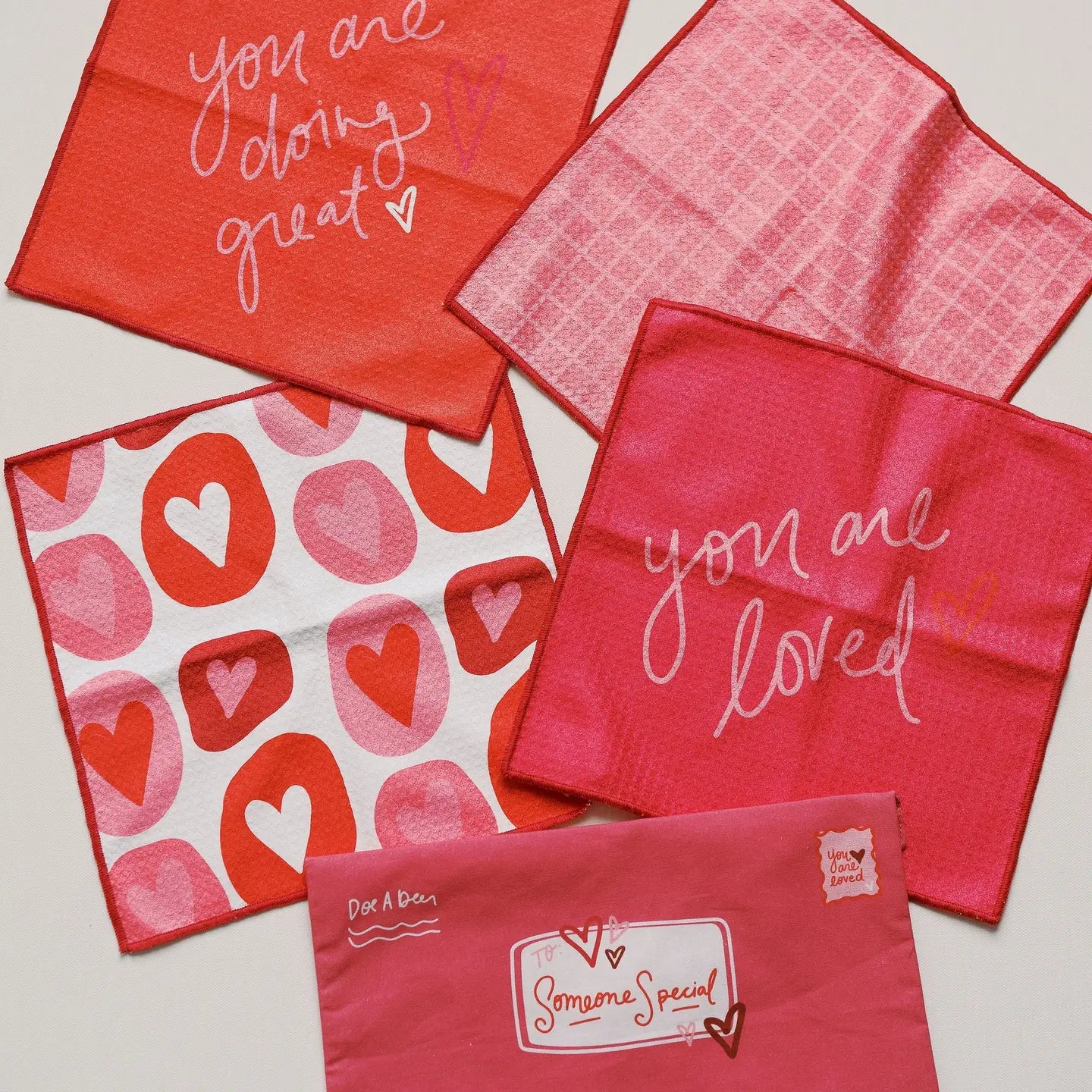 Love Notes Waffle Cloths-Set of 4