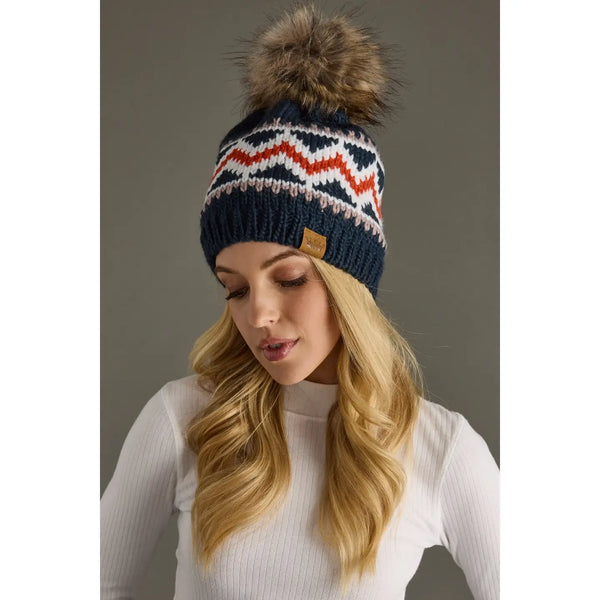 Navy, Red & White Pom