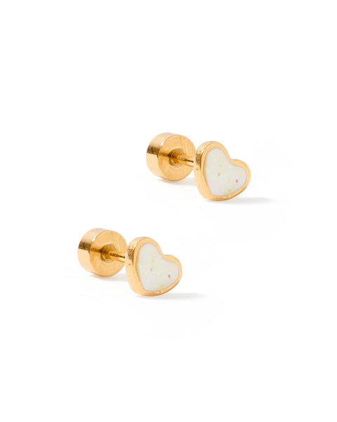 Nora Heart Stud-White
