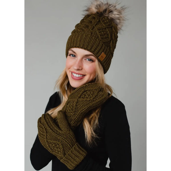 Cable Knit Olive Hat