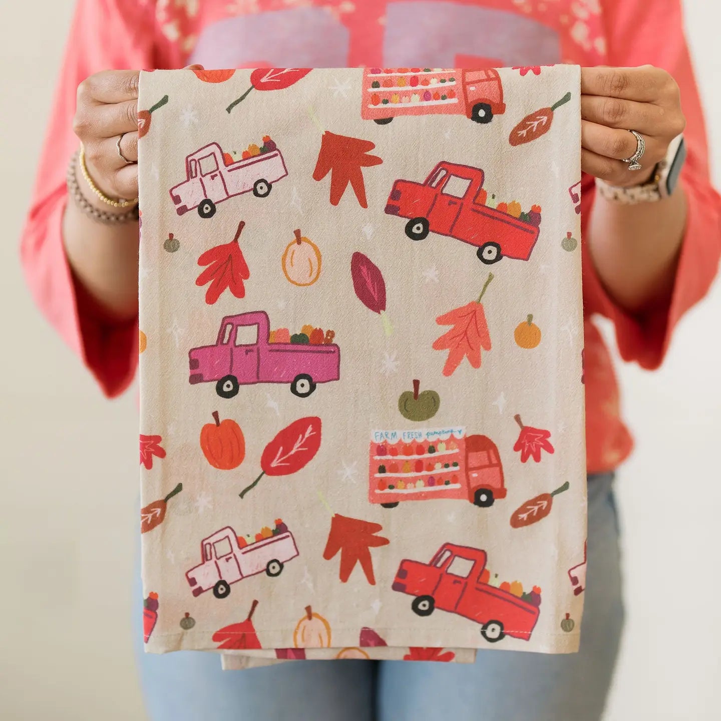 Pumpkin Truck Full Pattern Flour Sack Towel
