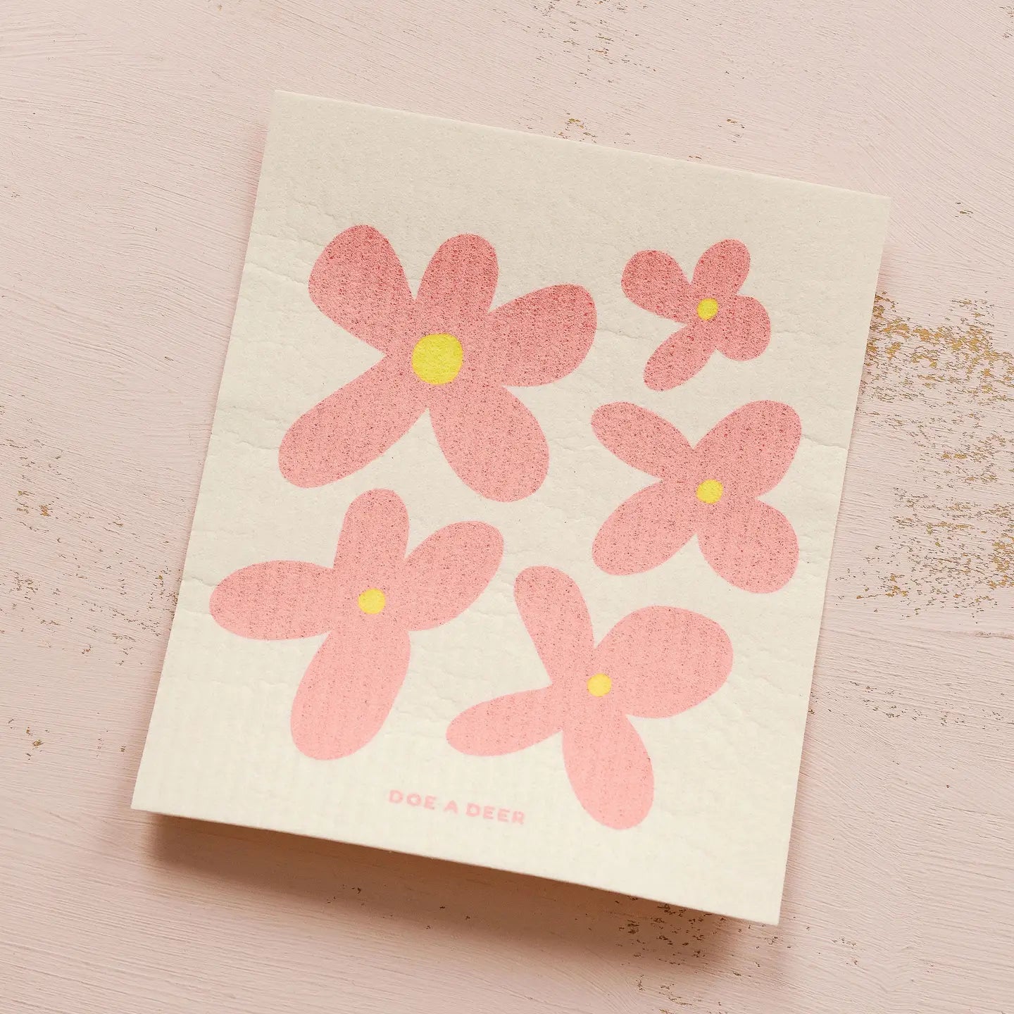 Pink Flowers Swedish Dishcloth