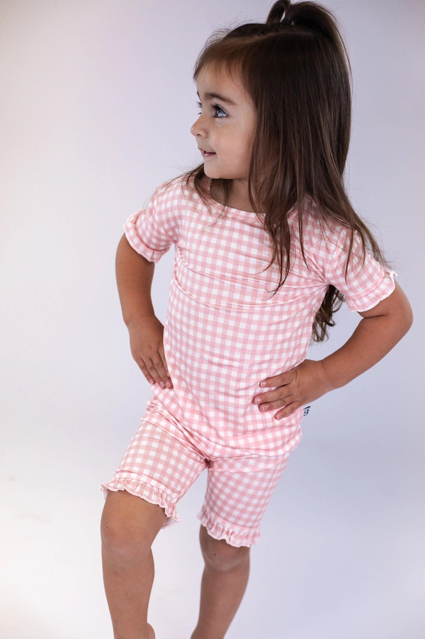 Pink Gingham Two Piece Short PJ Set