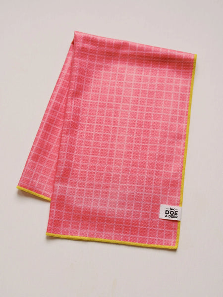 Pink Grid Waffle Towel