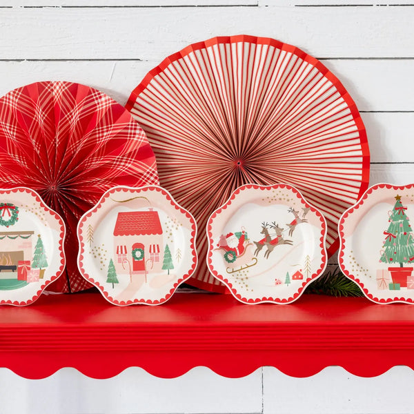 Santa Scenes Bamboo Plate Set