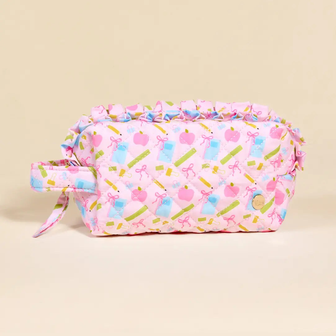 Essentials Quilted Cosmetic Bag- School's In Session