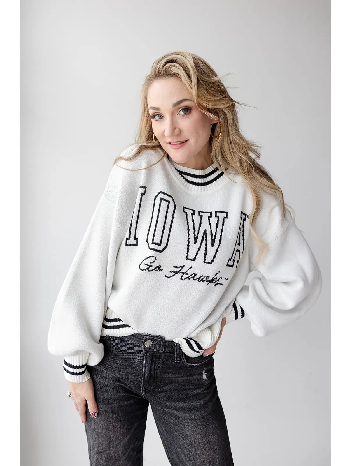 IOWA Queen Striped Crew Sweater
