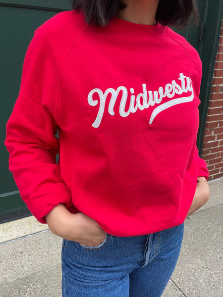 Midwesty Applique Crew in Red