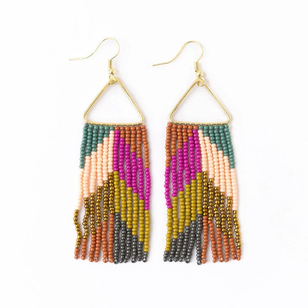 Whitney Chevron Beaded Fringe Earrings