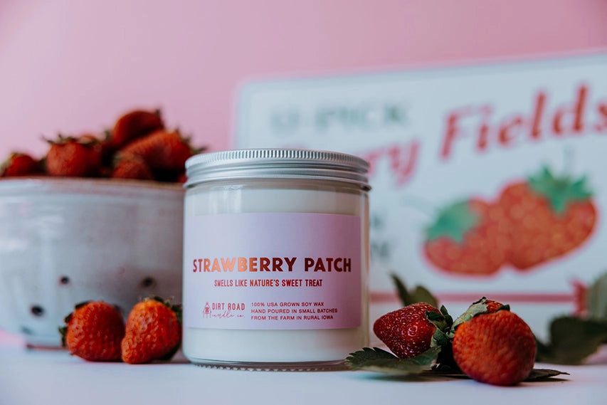 Strawberry Patch Candle From Dirt Road Candle CO