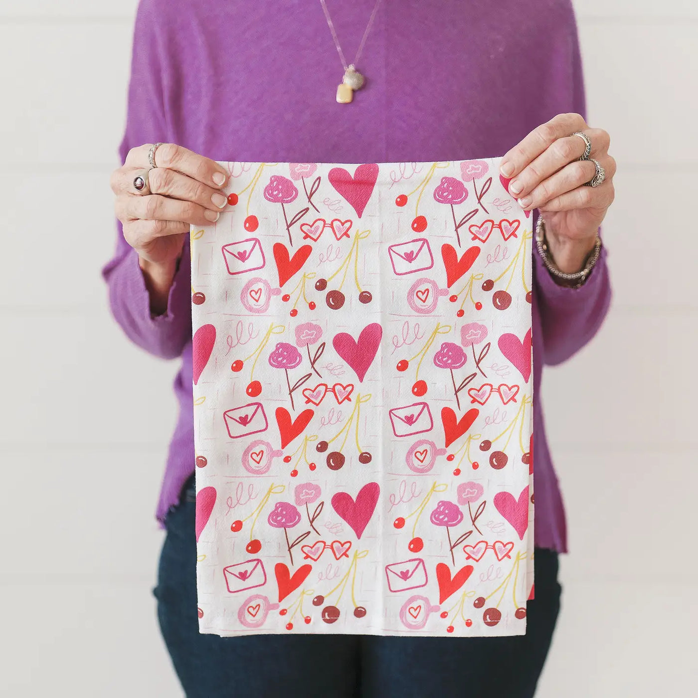 Doe A Deer Design Hearts & Things Full Pattern Flour Sack Towel