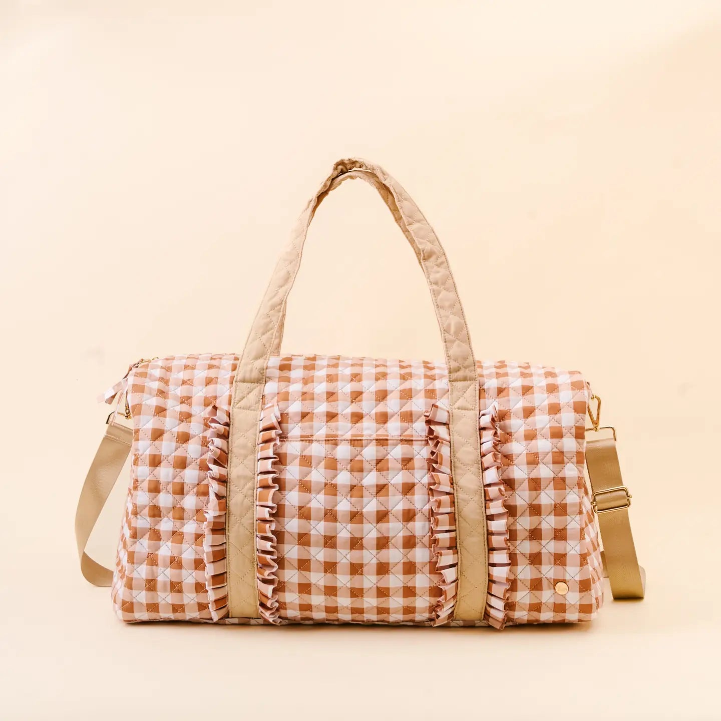 On-The-Go Quilted Weekender Bag- Maple Gingham