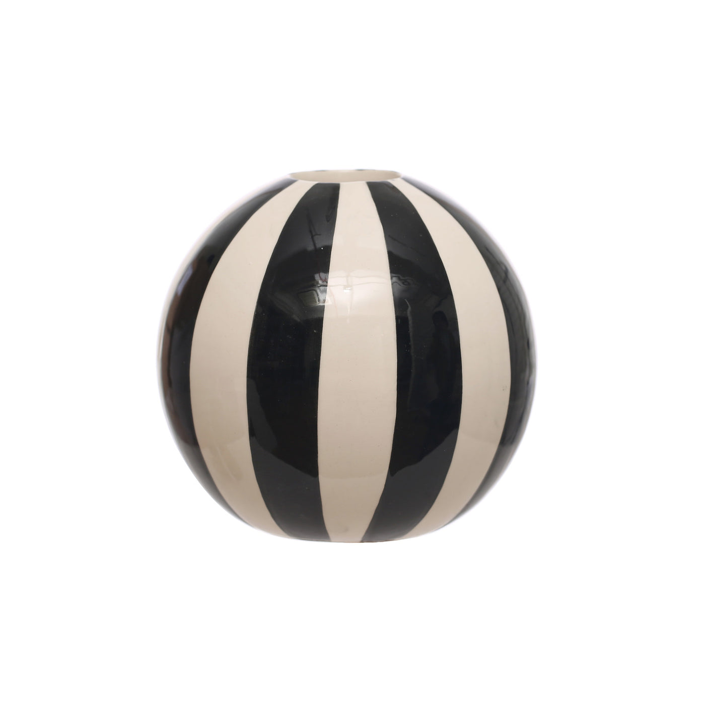 Stoneware Ball Vase w/ Stripes