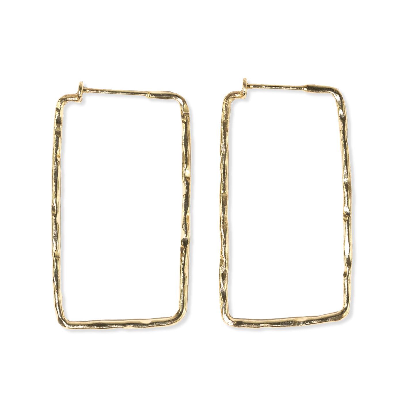 Ink & Alloy Athena Rectangle Bar Thin Hoop Earrings Brass