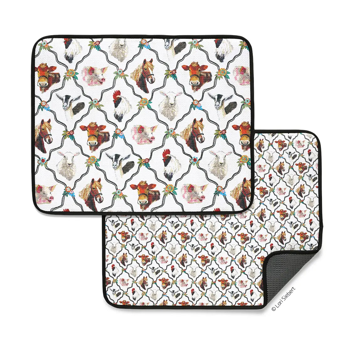 At the Farm Microfiber Dish Drying Mat, Set of 2
