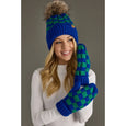 Blue & Green Checkered Pom Hat