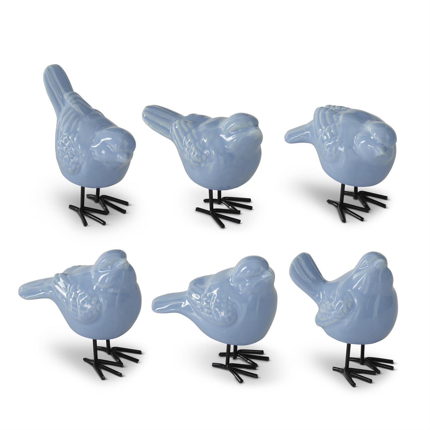 Assorted 2.5 Inch Blue Porcelain Birds