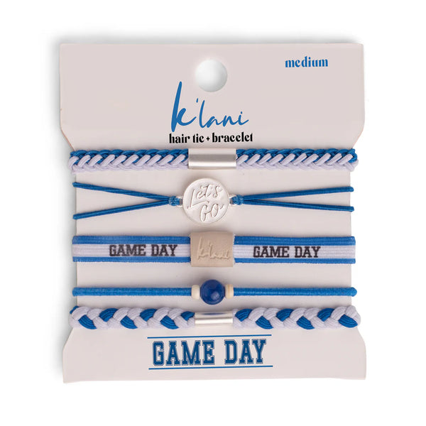 Gameday K'Lani Hair + Tie Bracelet: Blue/White