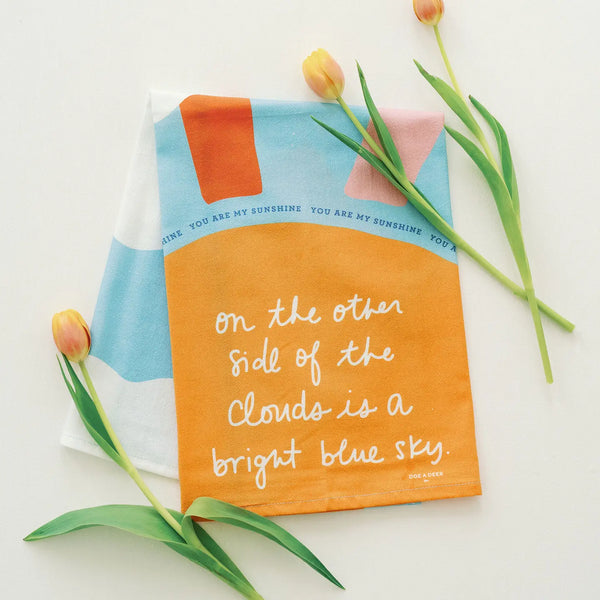 Bright Blue Sky Colorblock Kitchen Towel from Doe A Deer Design