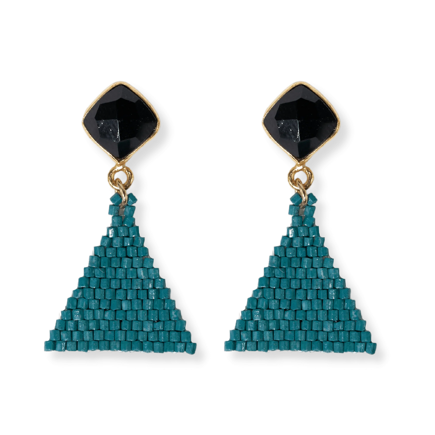 Ink & Alloy Celia Small Triangle Drop With Semi-Precious Stone Post Teal