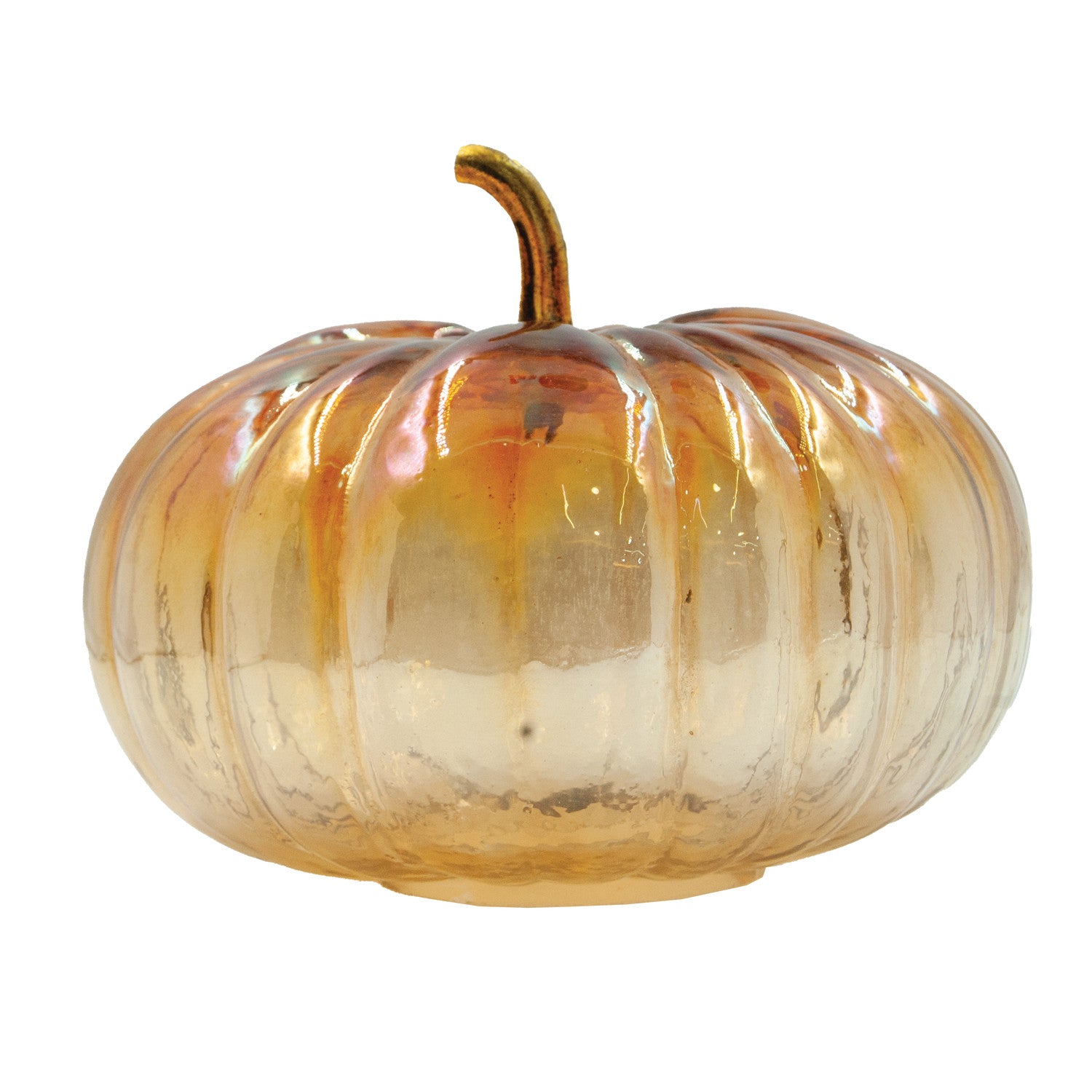 Glass Pumpkin W/ Brass Stem