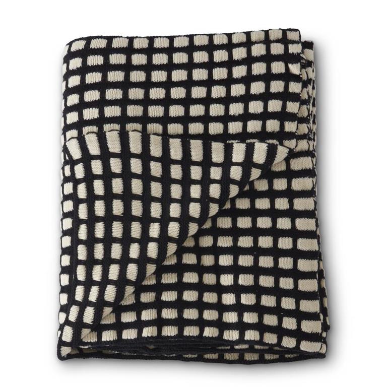 60" Cotton Black & White Check Knit Throw Blank