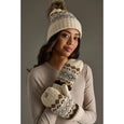 Cream, Black, Camel Patterned Pom Hat