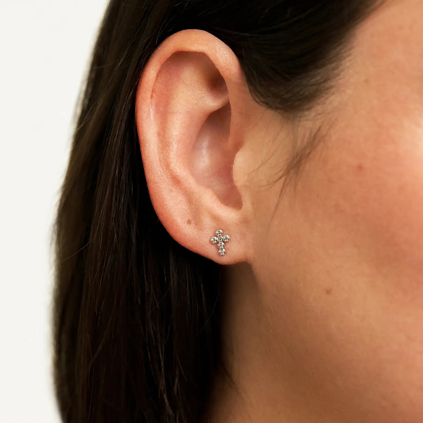 Brenda Grands Cross Studs Silver