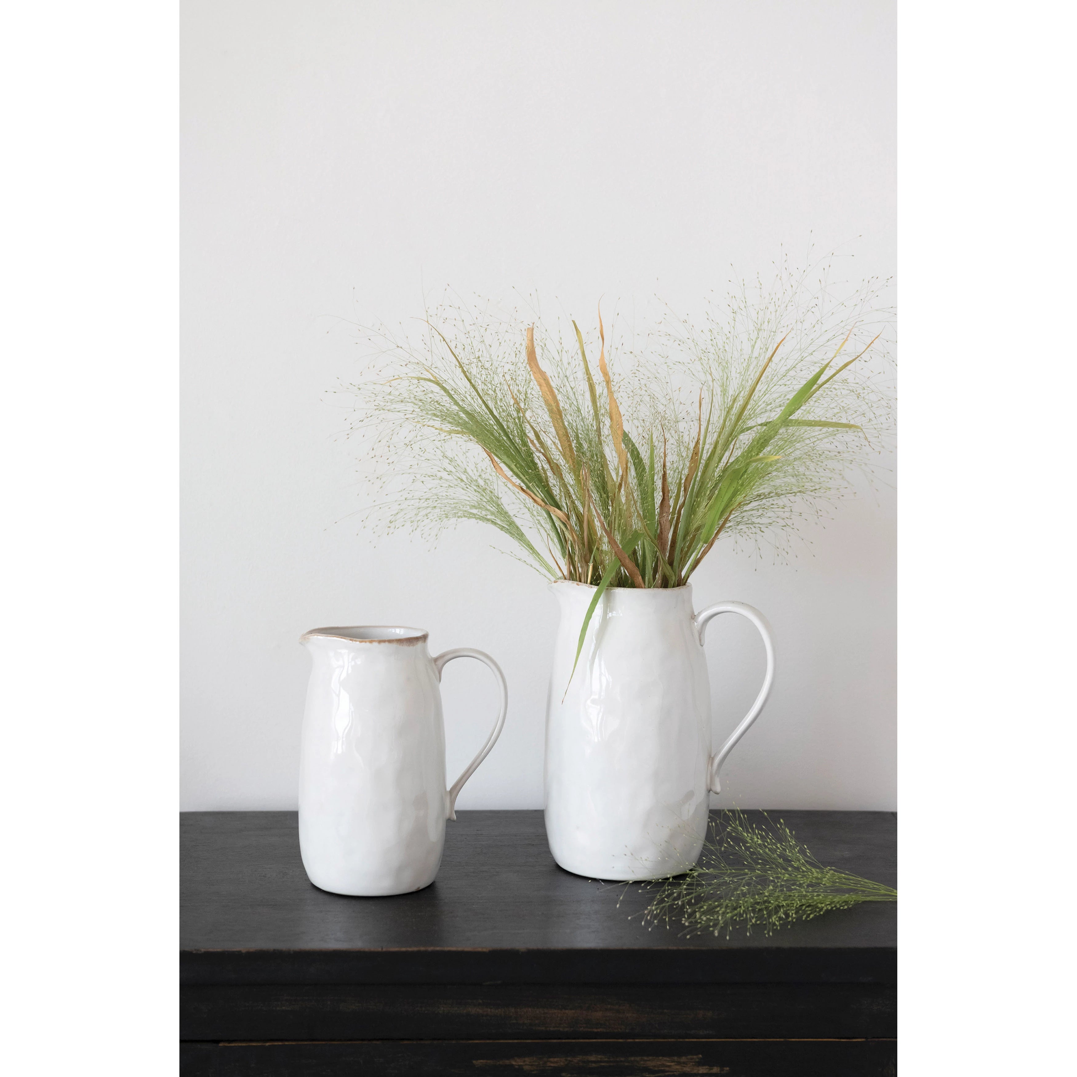 White Stoneware Pitcher
