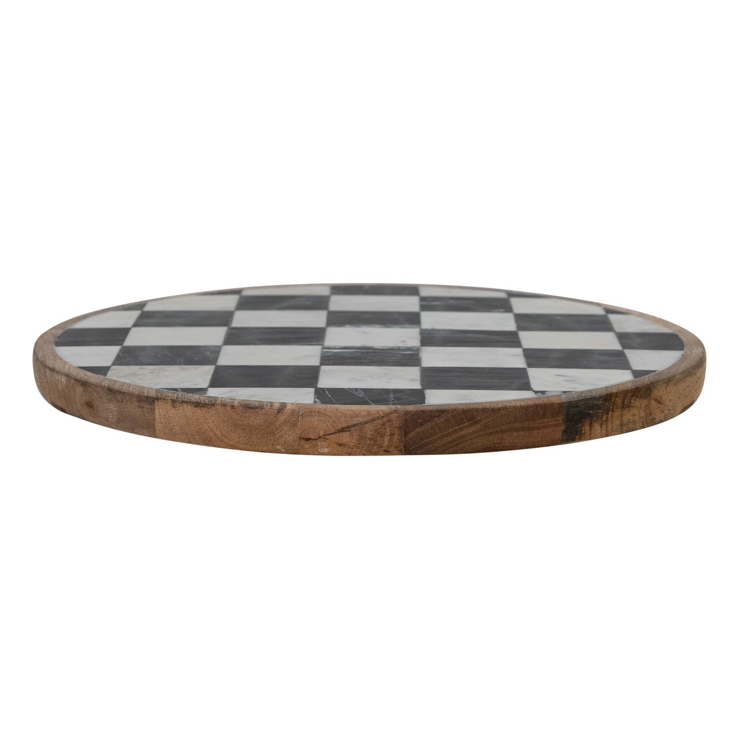 Mango Wood & Marble Checkered Lazy Susan