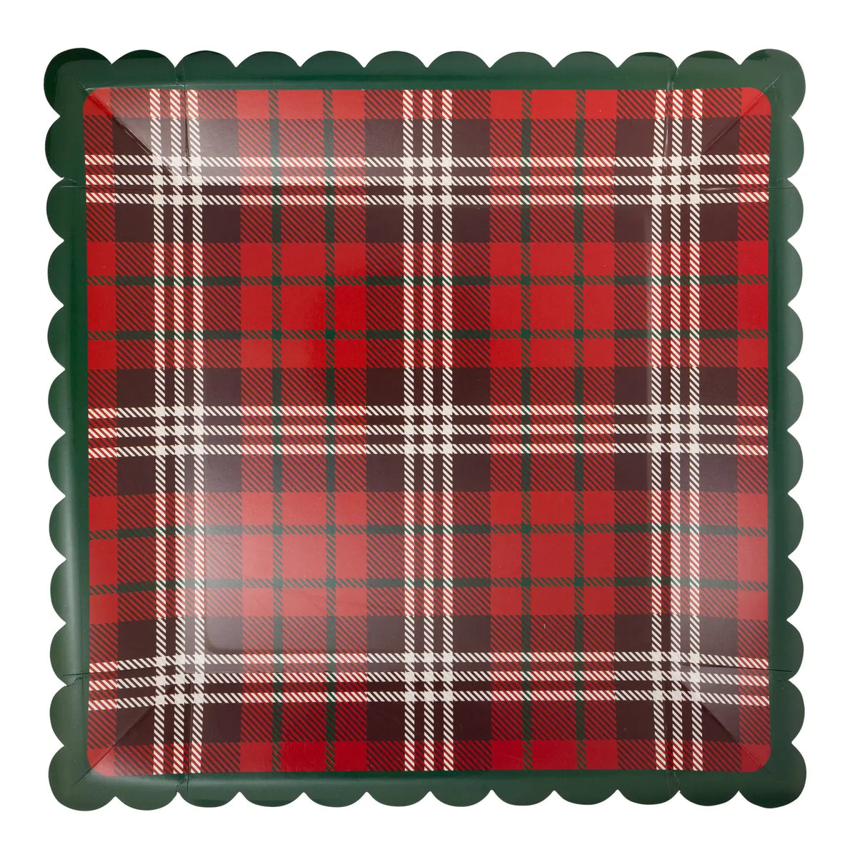 Red Plaid 10" Square Paper Dinner Plates