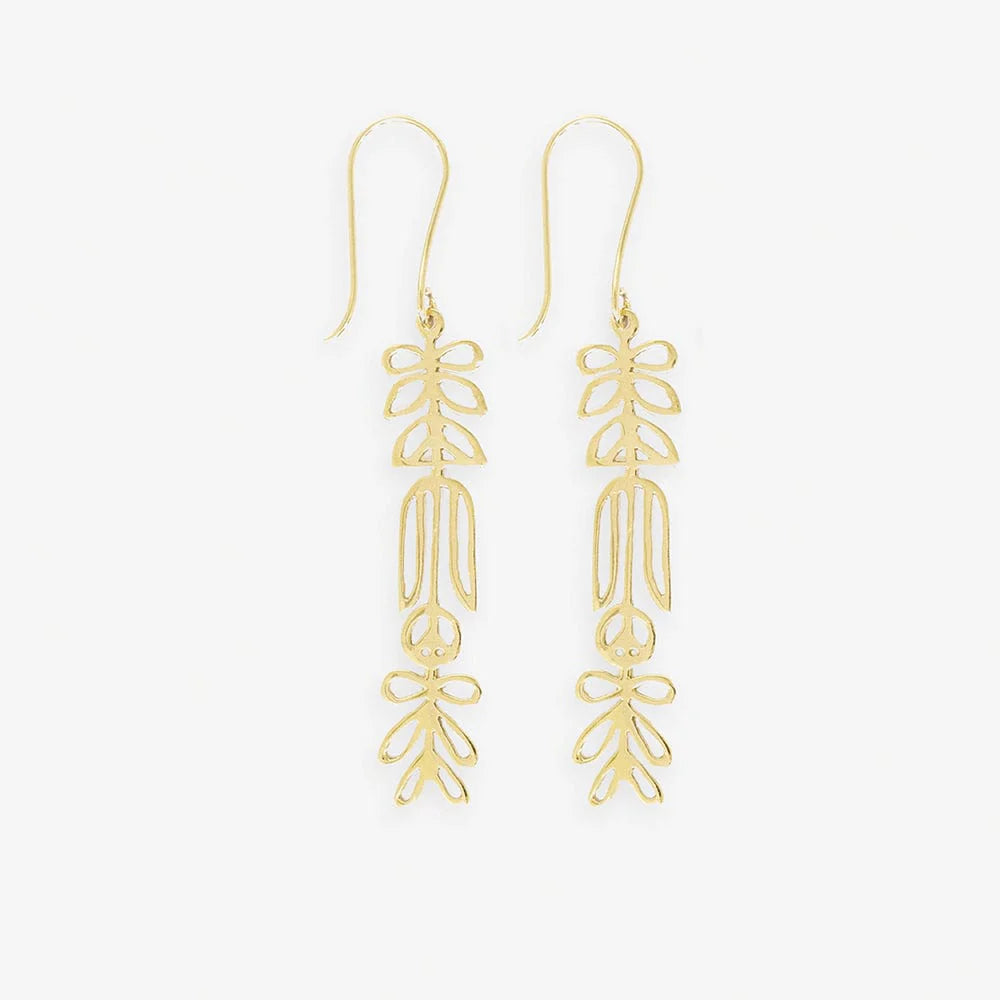 Elsa Nordic Floral Earrings Brass