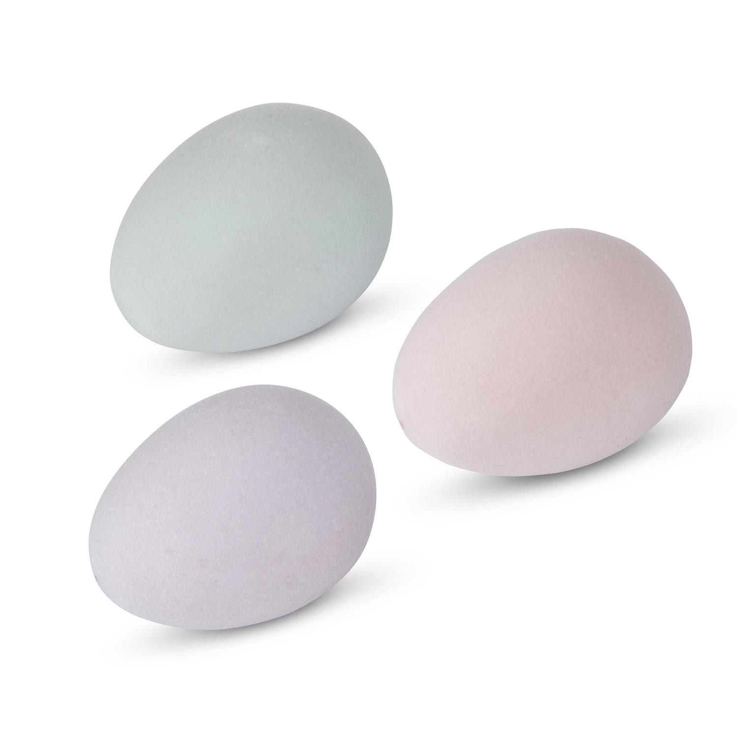 Assorted 3.25 Inch Resin Pastel Flocked Eggs