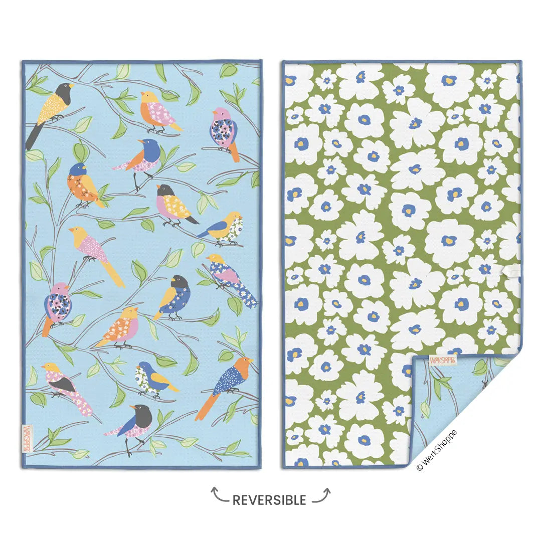 Floral Finch & Friends Microfiber Kitchen Towel