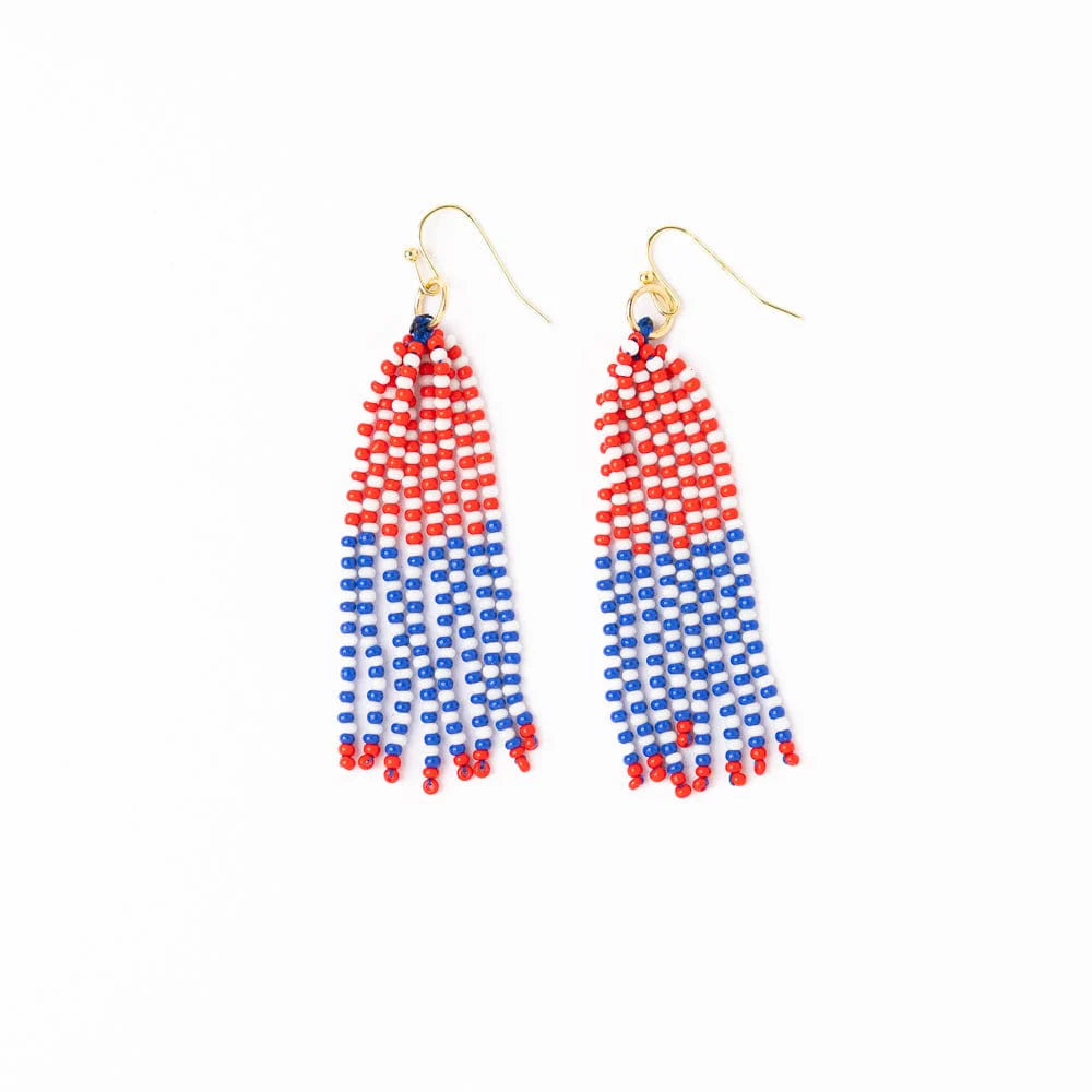 Gameday Tassel Seed Bead Fringe Earrings