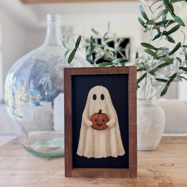 Ghost w/ Jack O'Lantern Framed Print- 8x12