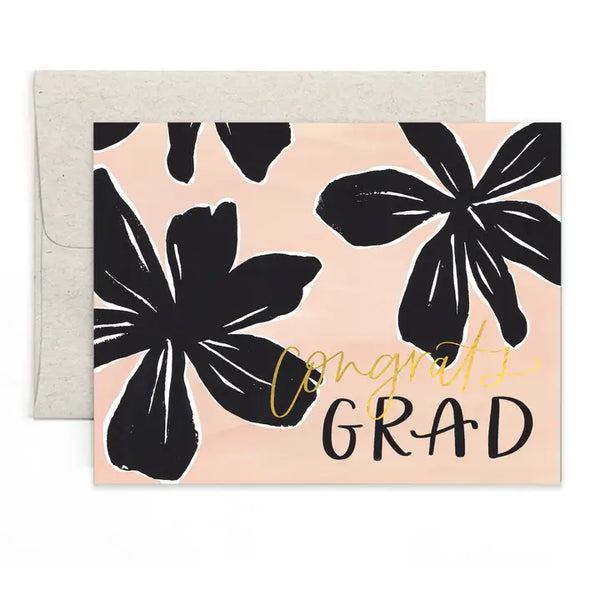 Black Floral Graduation Greeting Card