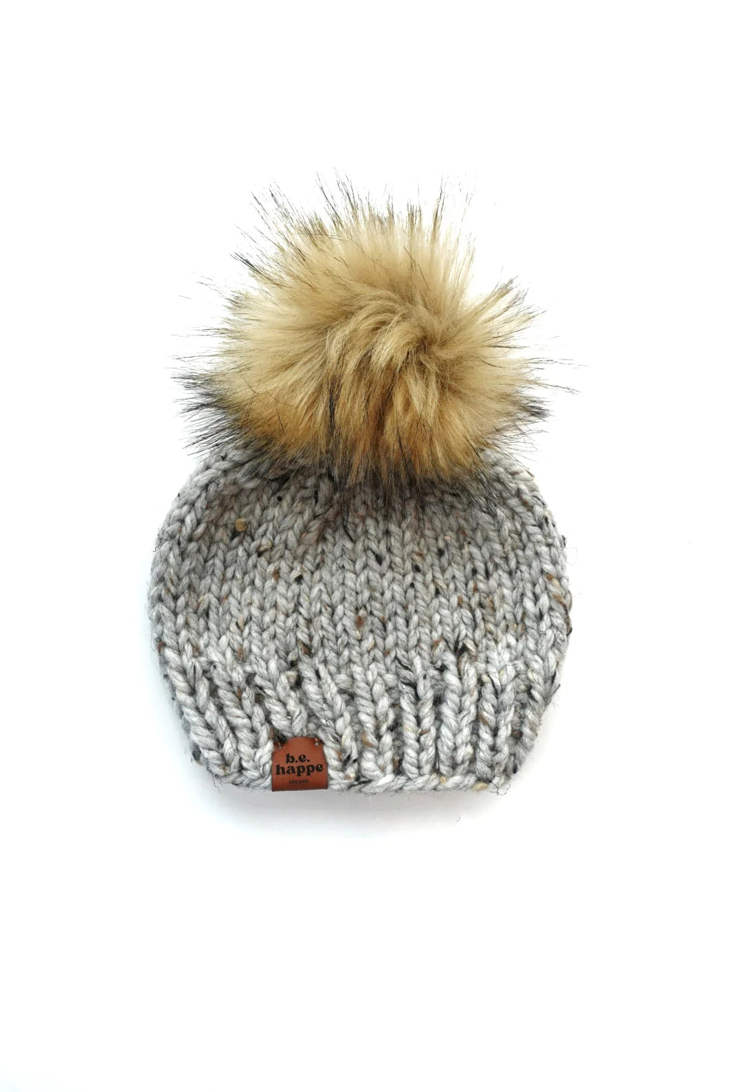 B.E.HAPPE Solid Knit Pom Hat